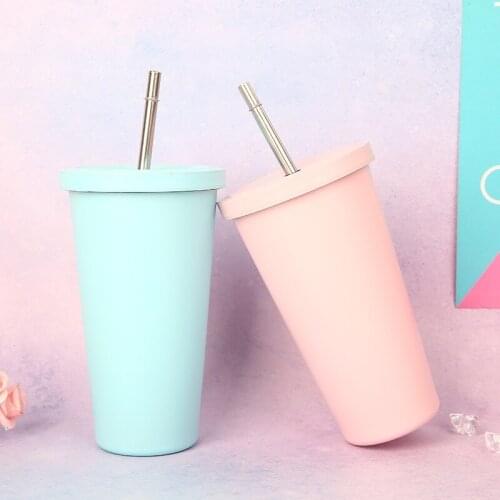 New creative stainless steel thermos cup coffee office car water cup outdoor portable straw cup