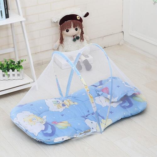 Pink/Blue 2018 New Baby Mosquito Net Cotton-padded Mattress Pillow Tent Foldable Portable Baby Travel bed Mosquito