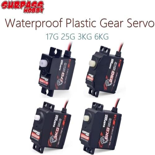 SURPASS Hobby Waterproof Servo 17g 25g 3KG 6KG Plastic Gear Baja Servo for 1/8 1/10 1/12 1/14 RC Cars Airplane Boat Duct Plane