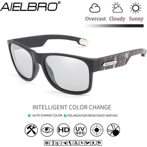 NEW Change Color SunGlasses Men Polarized Discoloration Sun Glasses Cycling Sunglasses Outdoors Sports Square Driving Eyewear