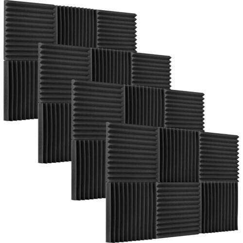 Muslady 24pcs/pack Studio Acoustic Foams Sound Insulation Foam Sound Absorbing Panels Soundproof Sponge 30 * 30 * 2.5cm