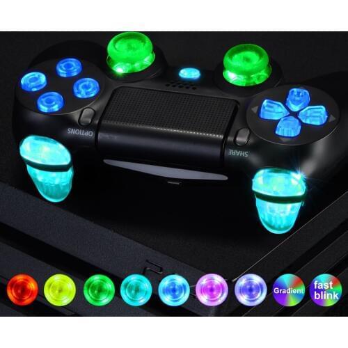 Multi-Colors Luminated D-pad L1 R1 R2 L2 Trigger Thumbstick Home Face Buttons DTFS (DTF 2.0) LED Kit for PS4 CUH-ZCT2 Controller