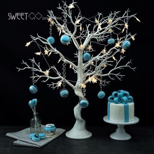 Wedding Decoration Tree White Resin Simulated Tree With Macrons Pendants For Candy Bar/shop Window Display Wishing Tree