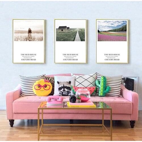 Grass Field Sunset Canvas Nordic Poster Nature Wall Art Print Landscape Painting Decorative Picture Scandinavian Home Decoration