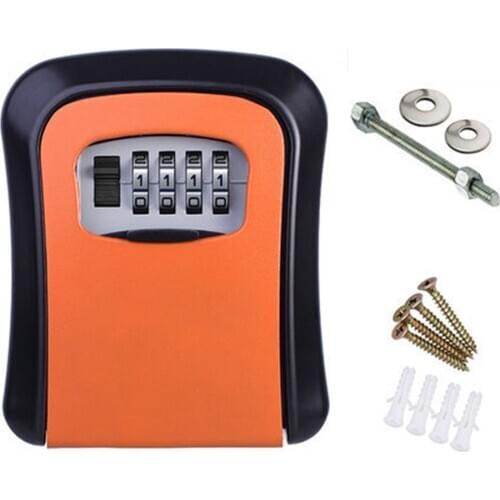 Key Lock Box Wall Mounted Aluminum alloy Key Safe Box Weatherproof 4 Digit Combination Key Storage Lock Box Indoor Outdoor