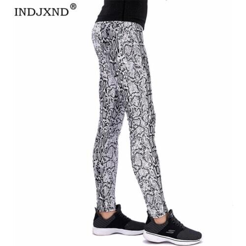 INDJXND Women Legging High Waist Snake Pattern Leggings Snake Printed Leggings Plus Size Pants Workout Legging Fashion Female