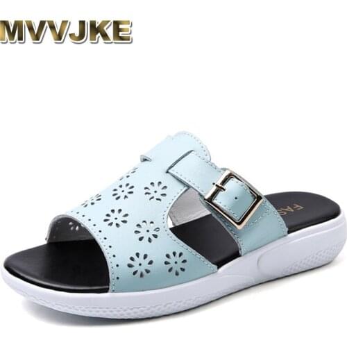 MVVJKE New Summer Women Slippers Open Toe Cutout Flat Sandals Slippers Non-slip Comfortable Sandals Flip Flops Female Flipflops