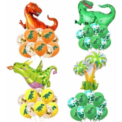 11pcs Dinosaur Balloons Birthday Party Decorations Kids Jungle Party Dino Balloon Boy 1st Birthday Dinosaur Globos Baby Shower