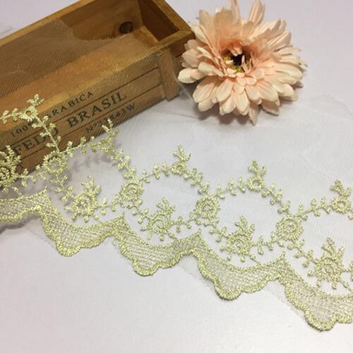 2yards Embroidery gold thread net African lace fabric accessorie Diy handmade Doll Dress costume sofa curtain sewing material