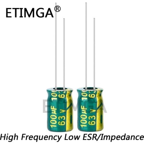 20pcs/lot High Frequency Low Impedance 63v 100UF Aluminum Electrolytic Capacitor Size 8*12 100UF 20