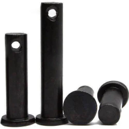 20pcs M6 Locating pin T type Flat head with holes pins Class 4.8 A3 steel black GB882 10mm-45mm Length