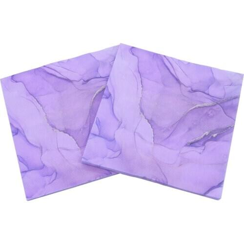 33*33cm 20pcs Purple Printed Floor Napkin Marble Pattern Napkin Tile Birthday Wedding Party Decoration Paper Towel