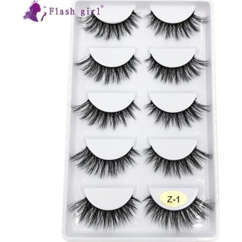 Flash Girl 3D Mink Natural Slender Eyelash 5 Pairs Makeup Colorful Charming Individual Eyelash Extensions