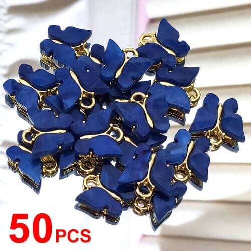 Flatfoosie 50Pcs/set Cute Butterfly Jewelry Accessories Fashion Multicolor Jewelry for Making DIY Earring Necklace Wholesale