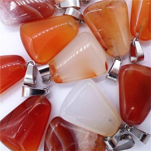 50Pcs 23x17x6mm Wholesale Natural Red Agate Trapezoidal Pendant Bead DIY Jewelry Accessories Earrings S529