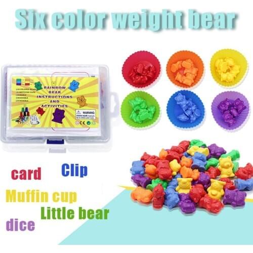 55Pcs/Set Kids Rainbow Muffin Cup Bear Counting Matching Game Toddler Early Education Cognition Toys