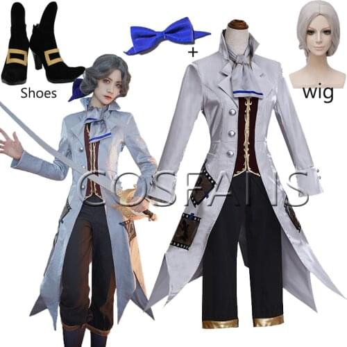 Anime Identity V Joseph Desaulniers Game Cosplay Costume Hypnotist daily men Halloween Carnival Party Uniform wig and Shoes