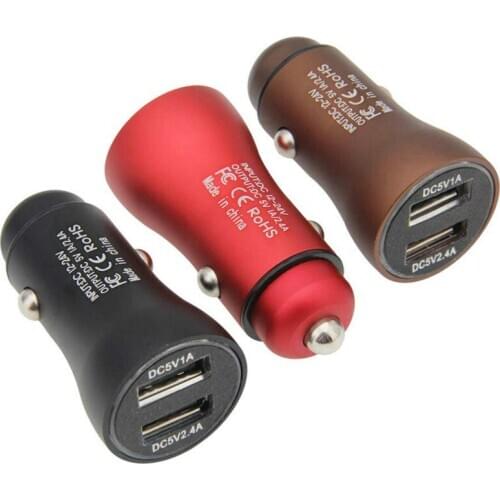 100pcs Dual USB Car Charger 2.4A Fast Chagring 2 Port USB 12-24V Power Adapter For Samsung Xiaomi Phone Tablet