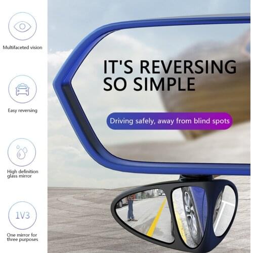 Car Double Vision Blind Zone Polyhedron Auxiliary Mirror 360 Rotation Adjustable Convex Car Rear View Mirror Reversing Mirror
