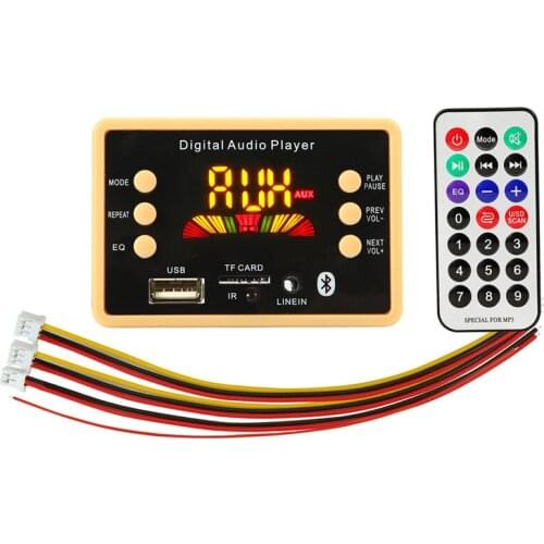 Bluetooth 5.0 Car Player MP3 Decoding Board WMA WAV TF Card Slot FM Module 12V Wireless Auto Car USB MP3 Player