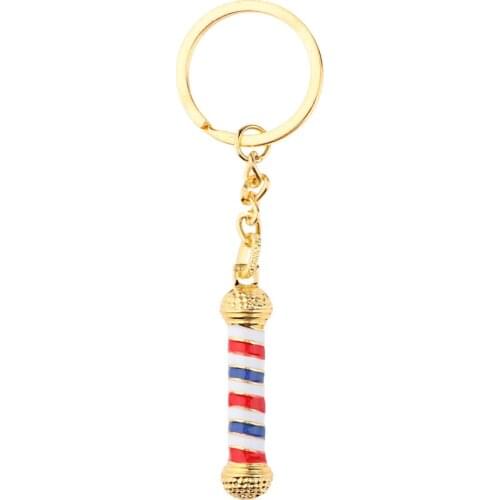 Alloy Keychain Barbershop Pendant Barber Pole Keyring Chain For Men Women