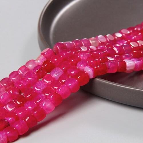 Natural Rose Red Square Stone Beads Loose Spacer Agates Beads For Women Jewelry Making DIY Handmade Bracelet 15" 6-8mm Wholesale