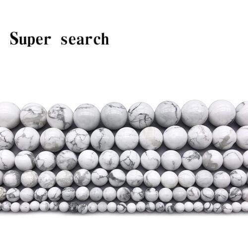 Natural Gem Stone White Howlite Turquoises Beads 4 6 8 10 12 14MM Bracelet Fit Diy Charm Beads For Jewelry Making