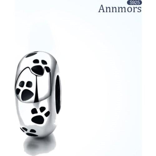 Dog Paw Beads Charms 925 Sterling Silver Fits Pandora Charms Bracelets Necklace Make for Woman Girl Silver Beads Jewelry Gift