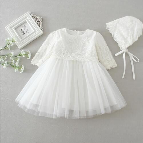 Baby Girl Long Sleeve Embroidery Formal Dresses for Infant Princess Birthday Party Wedding Dresses For Toddler Chirstening Gown