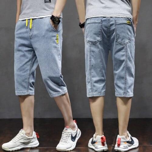 Denim Shorts Mens Thin Fashion Middle Pants 2021 New Loose Casual Summer Capris Black Jeans Men Clothes Hip Hop Streetwear Hot