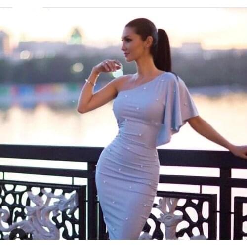 Elegant Ladies Cocktail Dresses Arabic Dubai Style Knee Length Club Wear Graduation Sheath Prom Party Gowns with Pearls