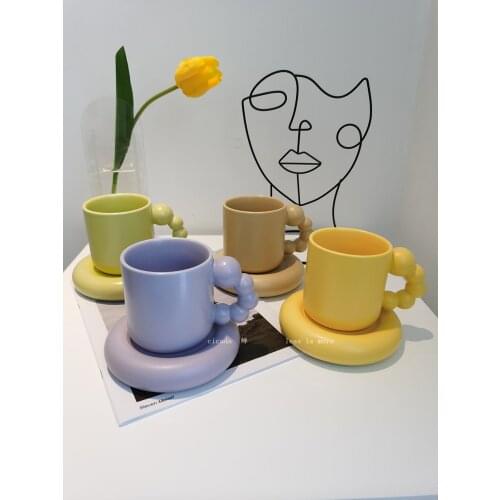 Ceramic Creative Coffee Cup With Tray Sugar-Coated Berry Nordic Home Decor Handmade Art Tea Mug Tray Personalized Gifts