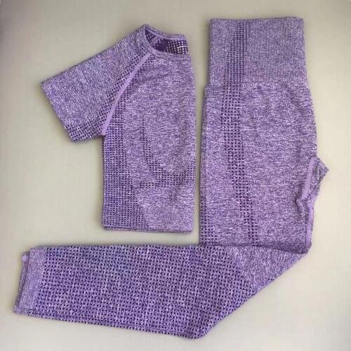 10 Colors Seamless Yoga Set Women Fitness Clothing Sportswear High Waist Gym Leggings+Push Up Sports Short Sleeve Sports Suits