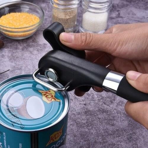 Kitchen Tools Can Opener Stainless Steel Manual Can Lid Remover Humanized Twisting Handle Safety Bottle Opener for Home