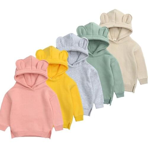 Girl Outerwear Jacket Spring Autumn Kids Hooded Sweatshirt Black Yellow Pink Toddler Plain Hoodies Solid Winter Children Clothes