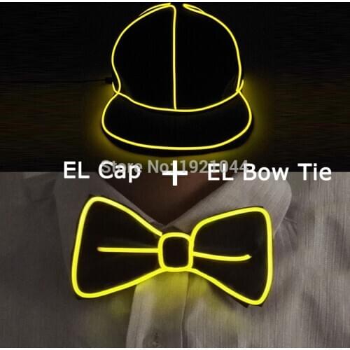 LED Hip Hop Cap DJ Dance Party Flashing Hat + EL Neon Necktie Fashion Neon LED Light up Tie Rave Glow Party Costume Props