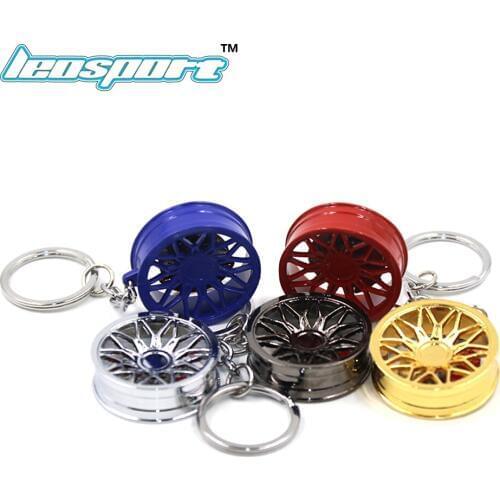 Leosport-JDM style Car wheel Nos Turbo keychain key ring For honda fans metal with Brake discs 001