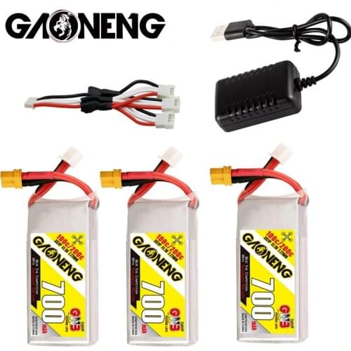 GNB GAONENG 700mah 3S 11.1V XT30 100C 200C RC FPV LiPo Battery Pack graphene for 11.1v drone battery + charger