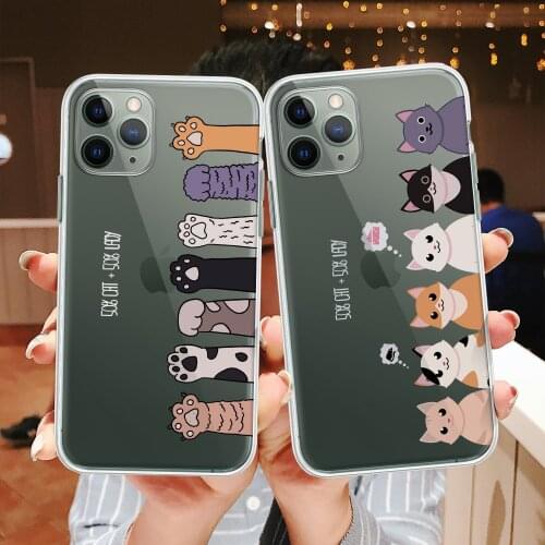 Cute Cat paw Phone Case For iPhone 11 Pro Max 12 Mini 7 5 5S SE 2020 X XS XR 8 7 6Plus Lovely Soft TPU Silicone Back Cover Coque