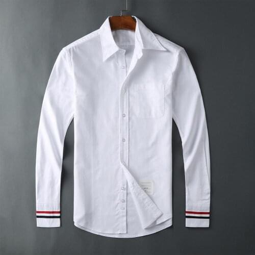 New 19ss Men Oxford Classic Colorful striped Fashion Cotton Casual Shirts Shirt high quality Pocket long-sleeves Top M 2XL #M57