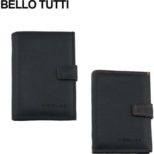 BELLO TUTTI New Men Card&ID Holder Short Key Wallet Male PU Leather Money Clip Coin Purse Clutch Bag Change Pocket Handbag Black