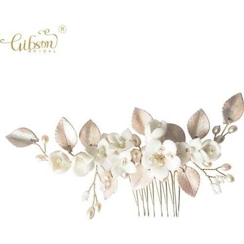 Sweet Princess Hair Accessories Porcelain Flowers Hair Comb And Bobby Pin Set Bridal Headpiece For Wedding Party Jewelry