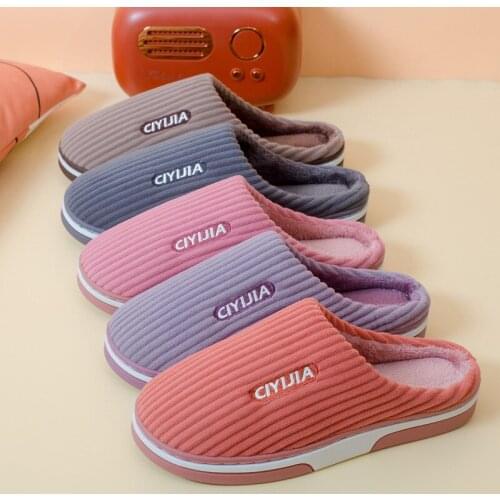New Products Ladies Autumn and Winter Cotton Slippers Home Indoor Men and Women Couples Thick Anti-skid Warm Cotton
