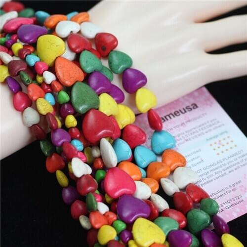 Oameusa Heart Turquoises Stone Agates Beads Spacer Beads For Jewelry Making DIY Bracelet Necklace Earings
