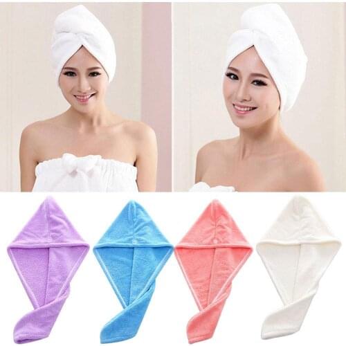 Bathroom Microfiber Hair Towel Bath Towel Skin-Friendly Quick-Drying Water Absorbtion Turban Hair Dry Cap for Girl Women
