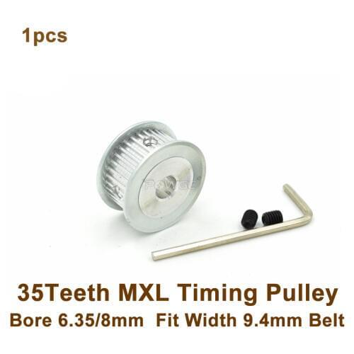 POWGE 35 Teeth MXL Timing Pulley Bore 6.35/8mm For Width 9.4mm 037" MXL Timing Belt 3D Printer,Ultimaker(35T 35Teeth MXL Pulley)