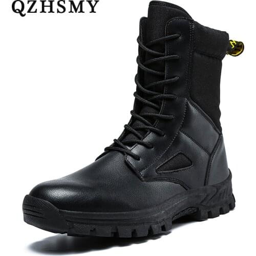 QZHSMY 2021 Autumn And Winter New Mens Shoes High Top Shoes Outdoor Army Hunting Army Boots Tactical Combat Man Boots