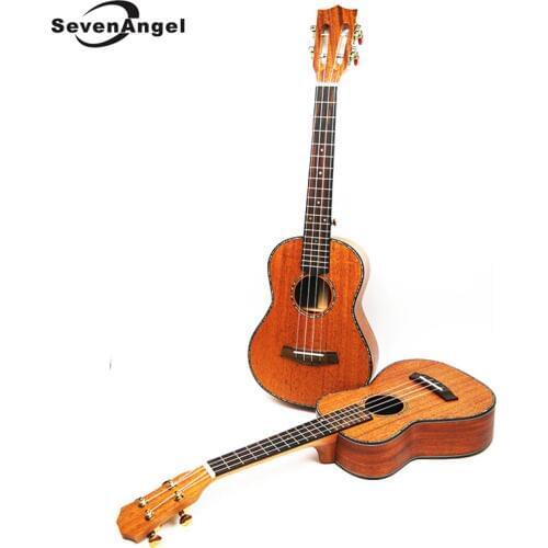 SevenAngel 23" Concert Ukulele All Solid Wood Guitar Mini Hawaiian 4 strings Guitar Mahogany Body Ukelele professional Uku