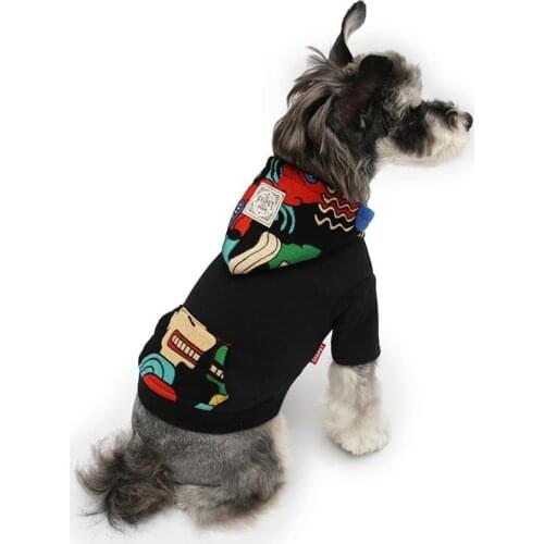 Dogs Coat Apparel Teddy Graffiti Dog Hoodie Fashionable Hooded Dog Clothes Sports Hoody Jumper Puppy Schnauzer Pet Clothing