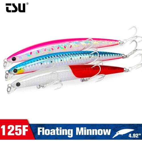 TSURINOYA 125F 3pcs Long Casting Floating Minnow Set 125mm 14.3g DW72 Shallow Range Fishing Lure Saltwater Hard Bait Jerkbait